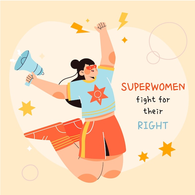 Flat women's day superwoman illustration