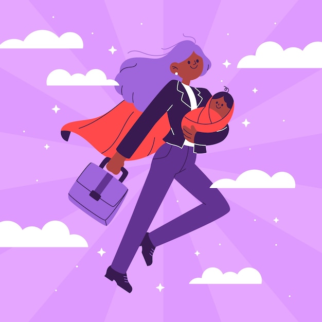 Free vector flat women's day superwoman illustration