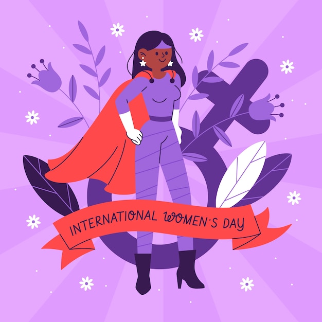 Free vector flat women's day superwoman illustration