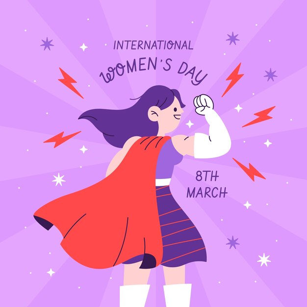 Flat women's day superwoman illustration