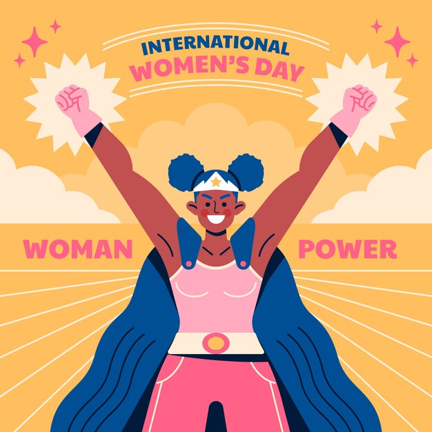 Flat women's day superwoman illustration