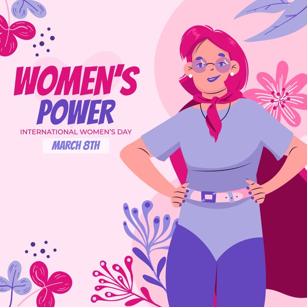 Flat women's day superwoman illustration