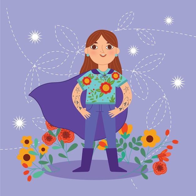 Flat women's day superwoman illustration