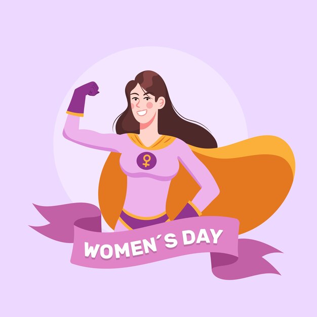 Flat women's day superwoman illustration