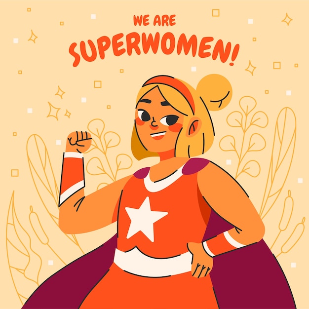 Free vector flat women's day superwoman illustration