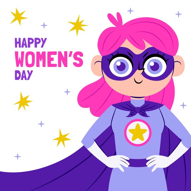 Flat women's day superwoman illustration