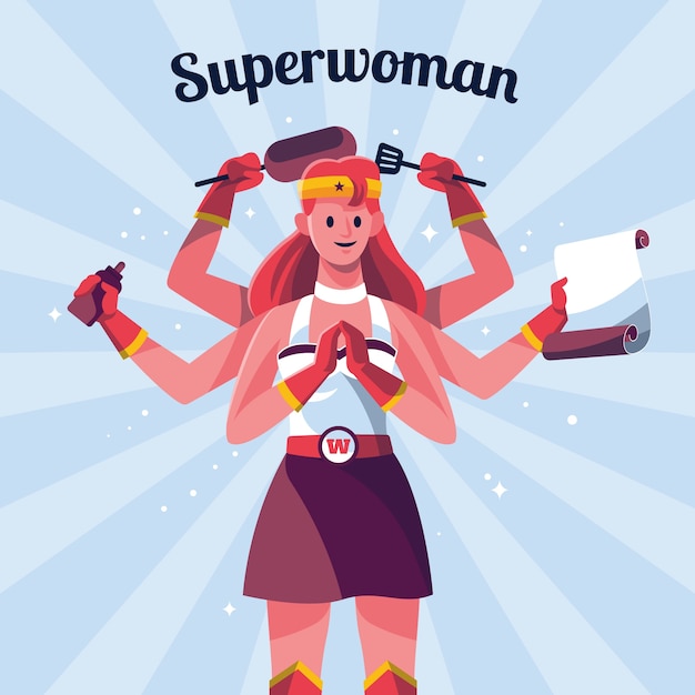 Free vector flat women's day superwoman illustration