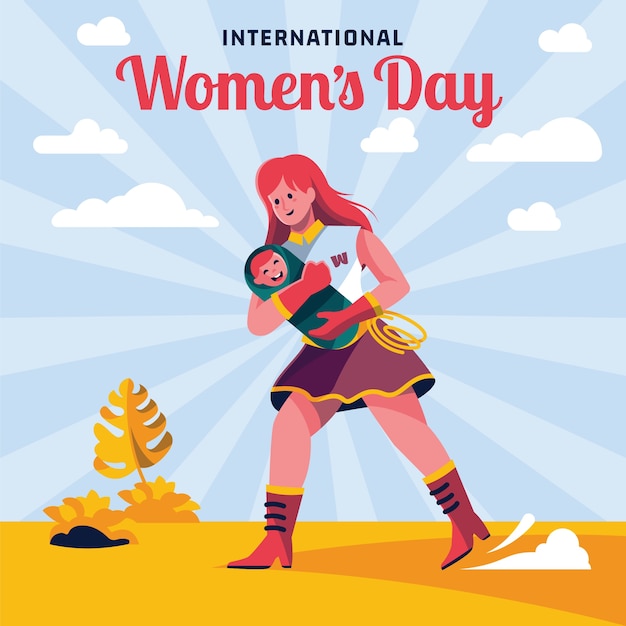 Flat women's day superwoman illustration