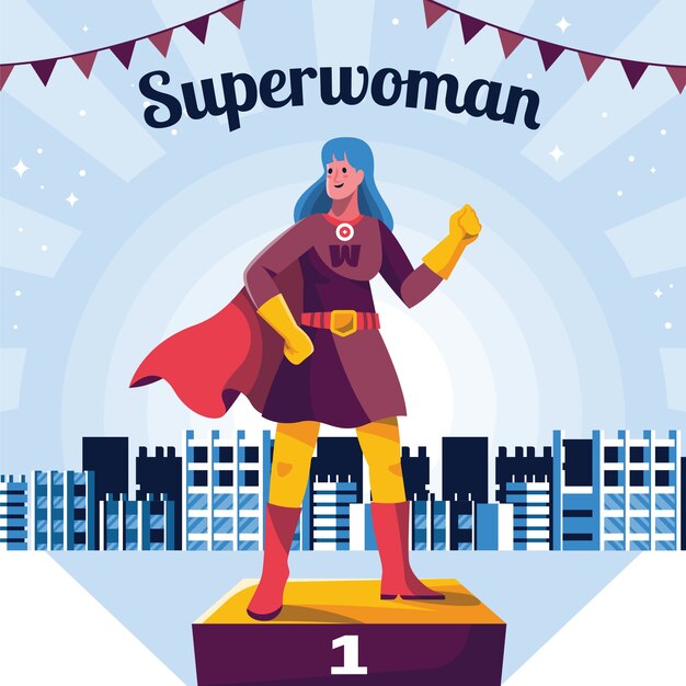 Flat women's day superwoman illustration