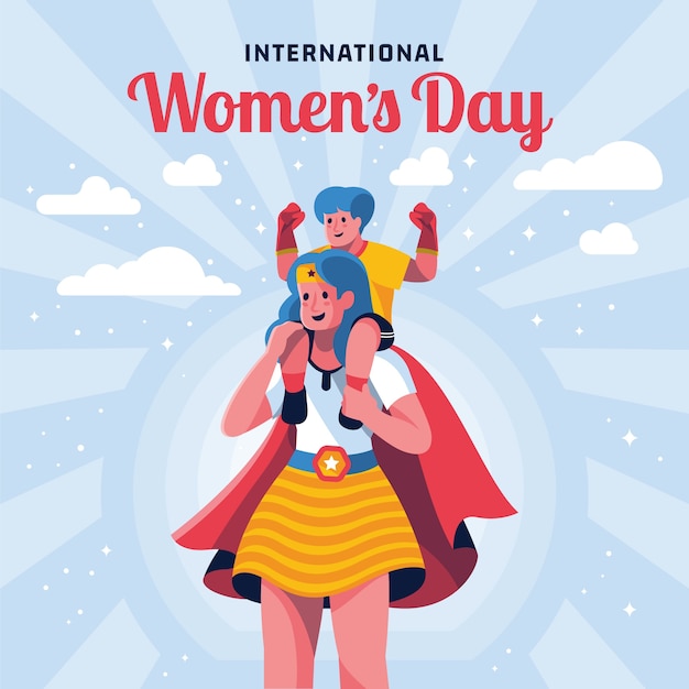 Flat women's day superwoman illustration