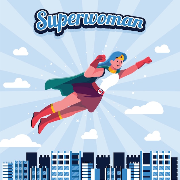 Flat women's day superwoman illustration