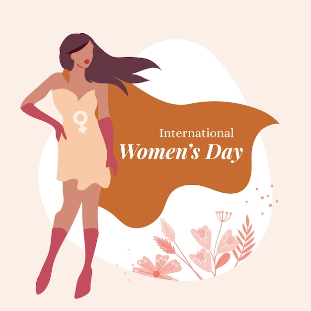 Flat women's day superwoman illustration