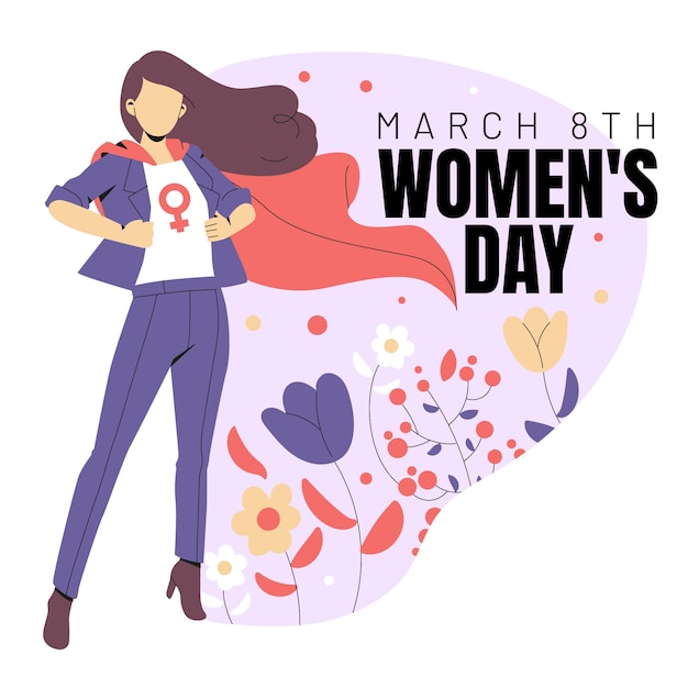 Flat women's day superwoman illustration