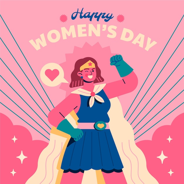 Free Vector flat women's day superwoman illustration