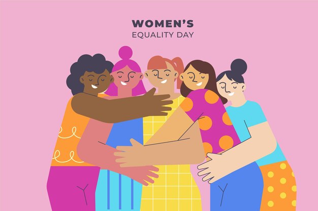 Flat women's equality day illustration