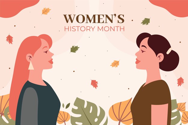 Flat women's history month background