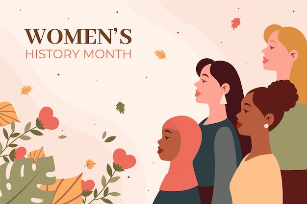 Flat women's history month background