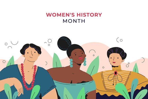 Flat women's history month background