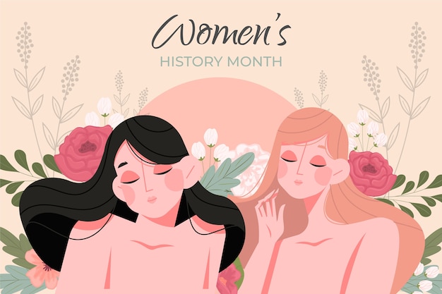 Flat women's history month background