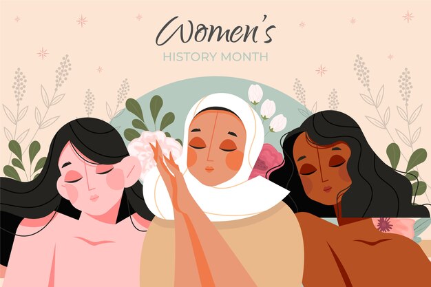 Flat women's history month background