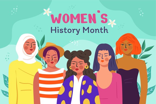 Flat women's history month background