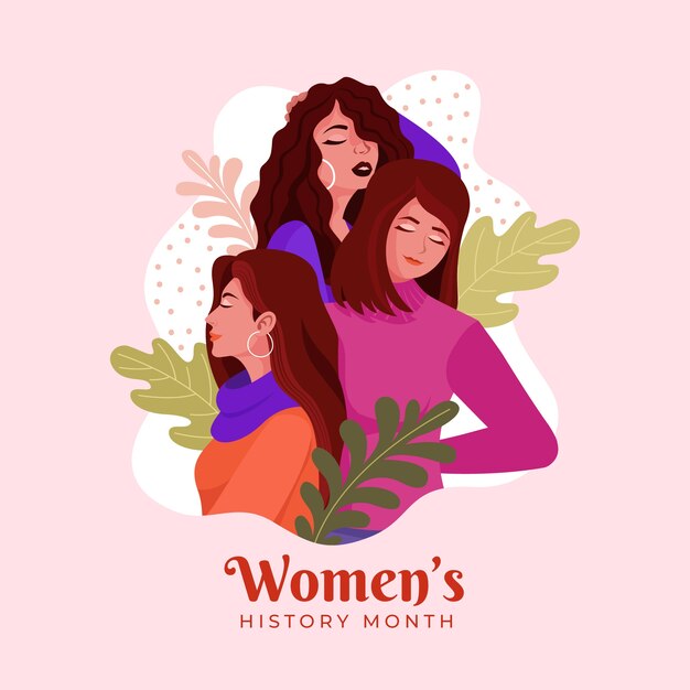 Flat women's history month illustration