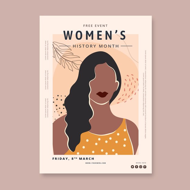 Flat women's history month vertical poster template