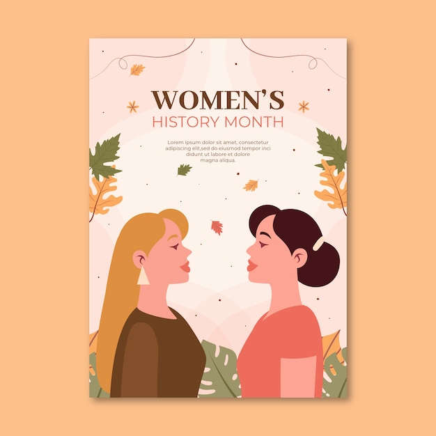 Flat women's history month vertical poster template