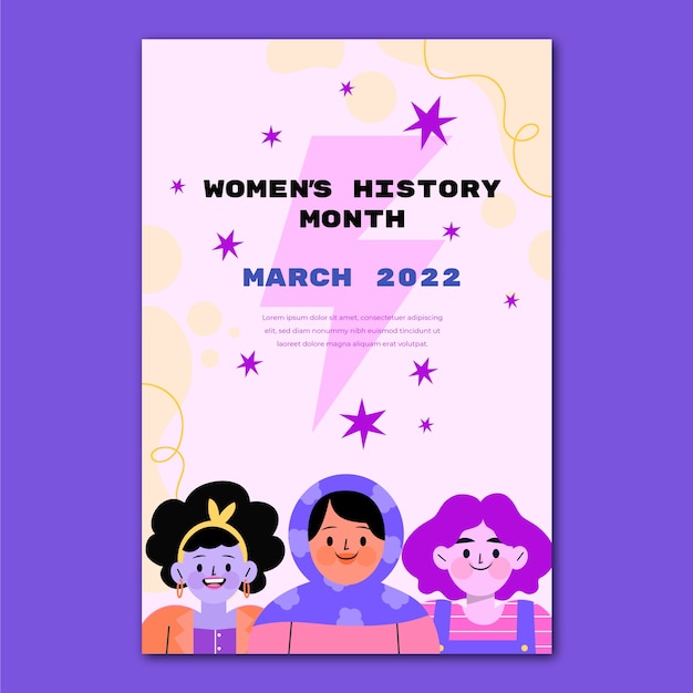 Free vector flat women's history month vertical poster template