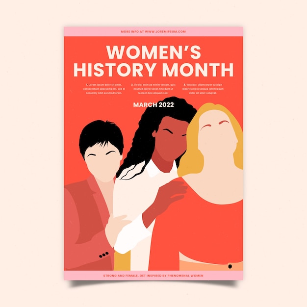 Flat women's history month vertical poster template