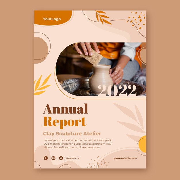 Flat workspace atelier annual report template