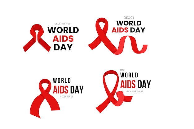 Flat world aids day badges