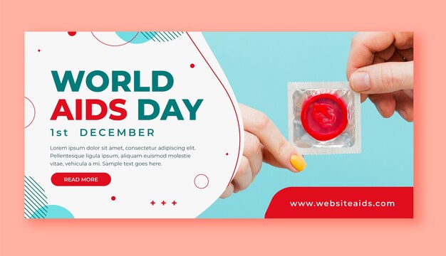 Flat world aids day horizontal banner template