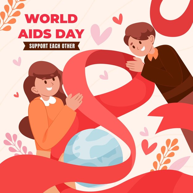 Flat world aids day illustration