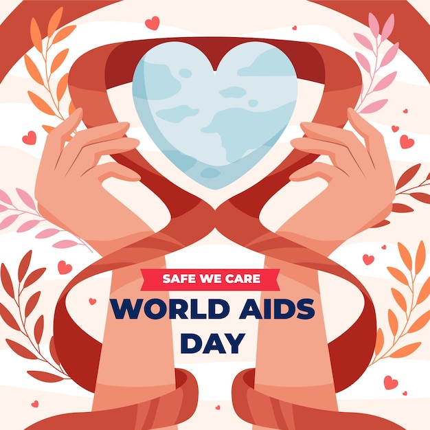 Flat world aids day illustration