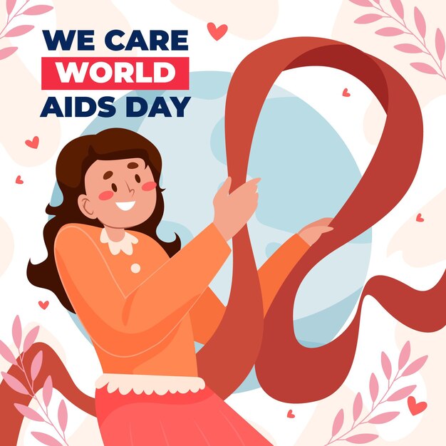 Flat world aids day illustration