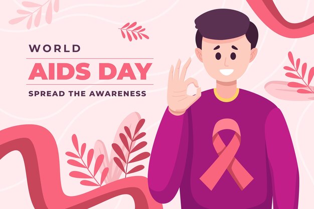 Flat world aids day illustration