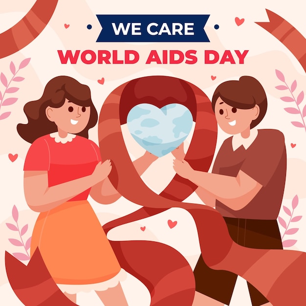 Flat world aids day illustration