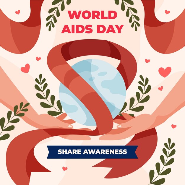 Flat world aids day illustration