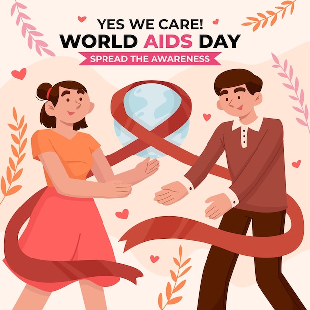 Flat world aids day illustration