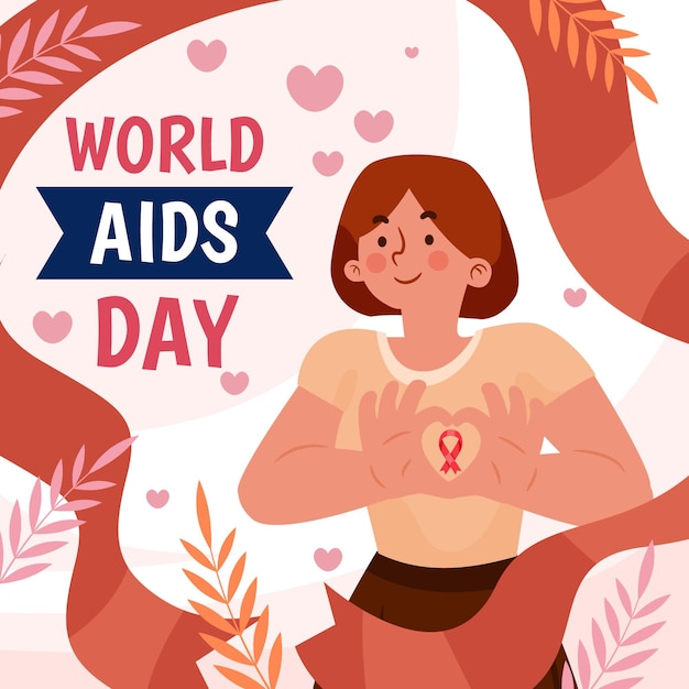 Flat world aids day illustration