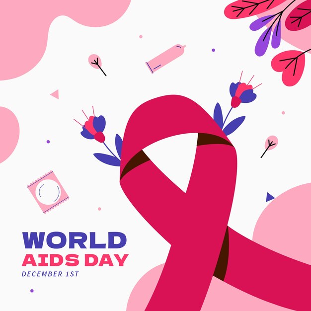 Flat world aids day illustration