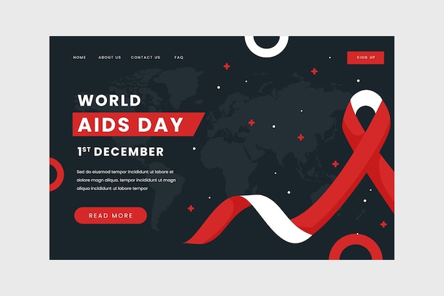 Free Vector flat world aids day landing page template