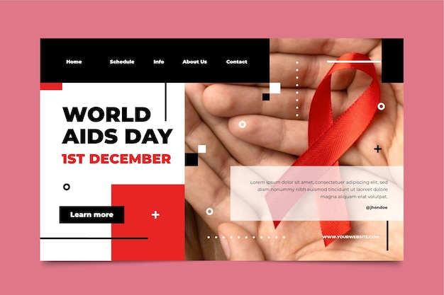 Flat world aids day landing page template