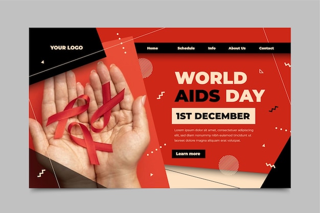 Free Vector flat world aids day landing page template