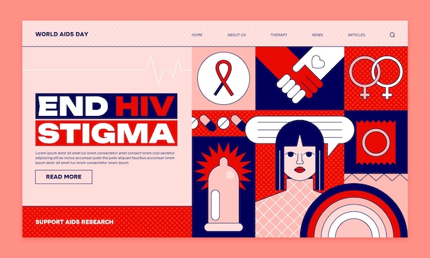 Free Vector flat world aids day landing page template