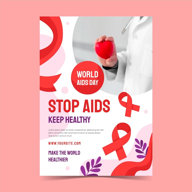 Free Vector flat world aids day vertical poster template