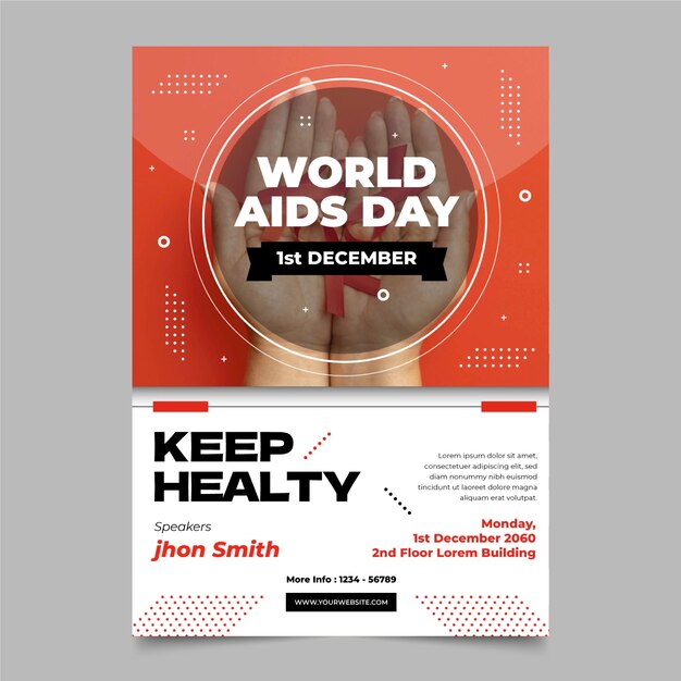 Flat world aids day vertical poster template