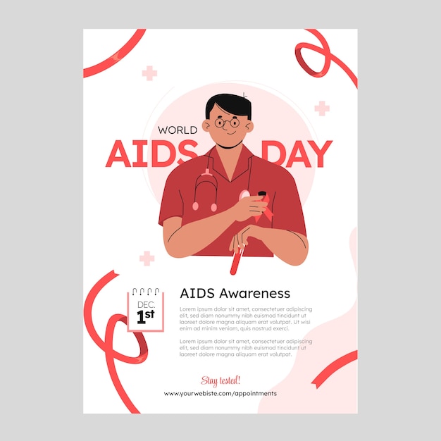 Free Vector flat world aids day vertical poster template