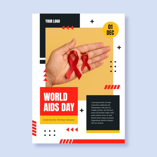 Free Vector flat world aids day vertical poster template